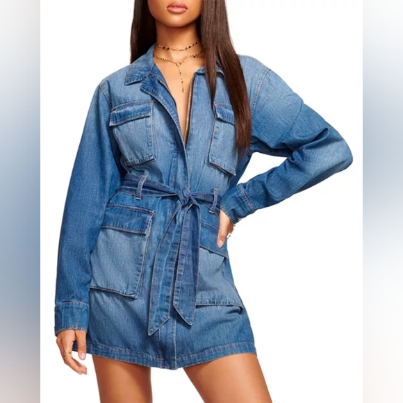 10. NWT RAMY BROOK ZANIYAH DENIM BELTED MINI DRESS - Picture 2 of 10